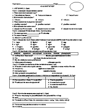 2 Đề kiểm tra 45 phút học kỳ I môn Tiếng Anh Lớp 10